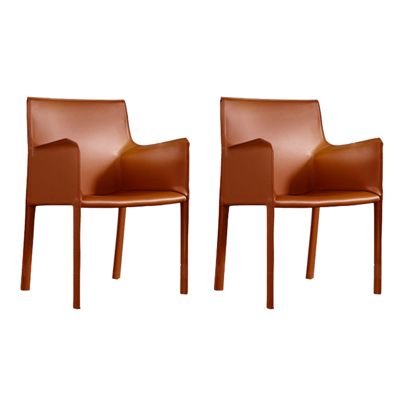 Modern Arm Chair Leather Indoor Dining Chair with Metal Base