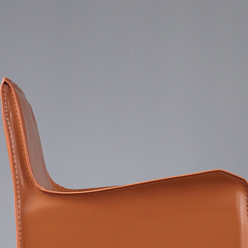 Modern Arm Chair Leather Indoor Dining Chair with Metal Base