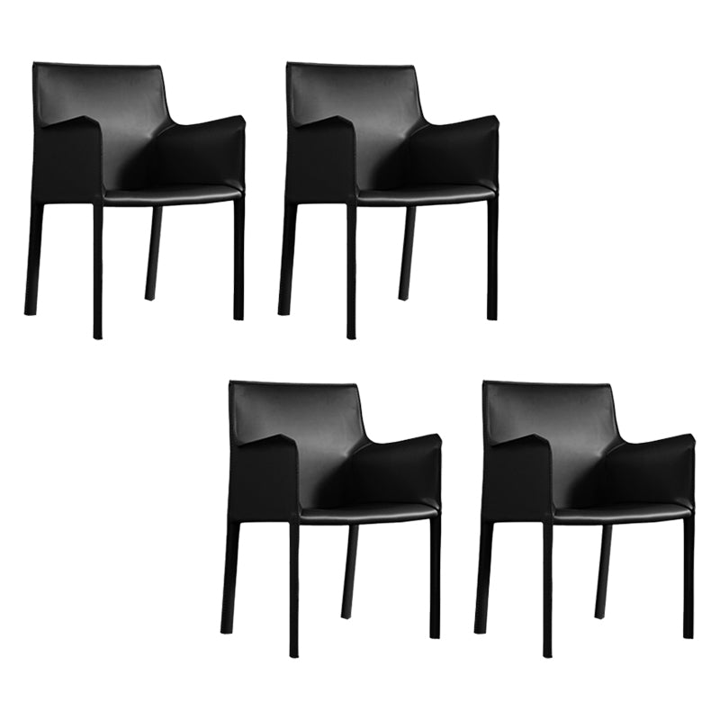 Modern Arm Chair Leather Indoor Dining Chair with Metal Base