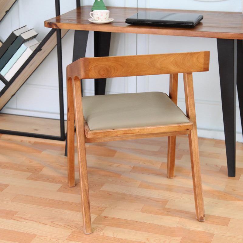 Home Indoor Dining Chair Pine Solid Wood Open Back Arm Chair