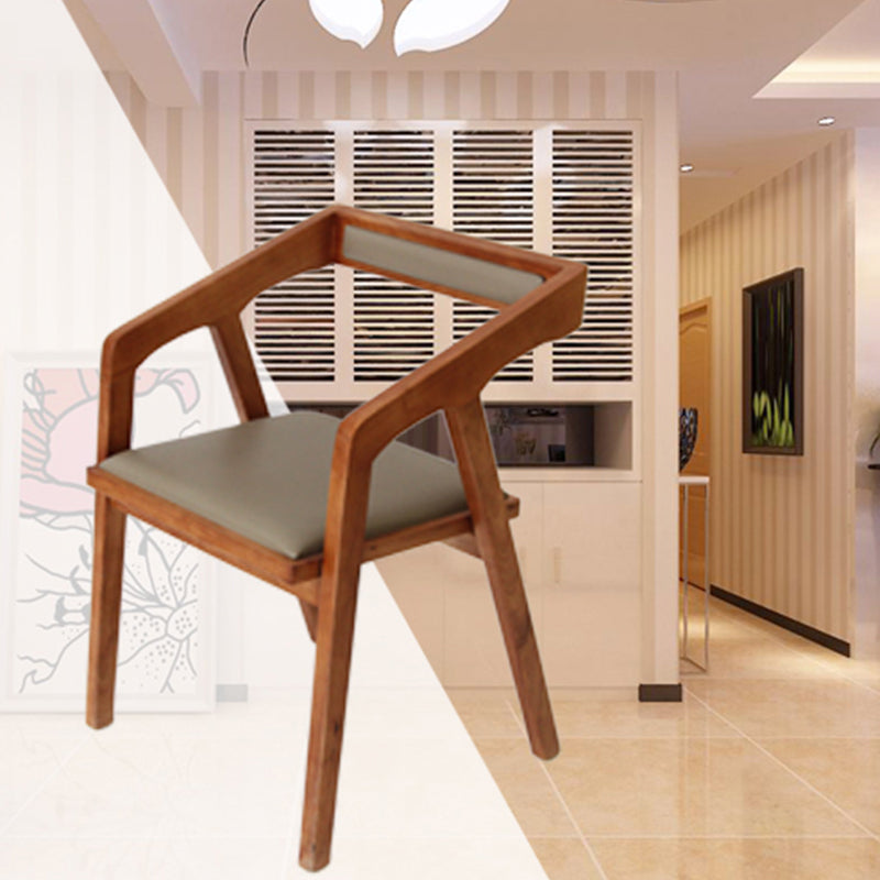 Home Indoor Dining Chair Pine Solid Wood Open Back Arm Chair