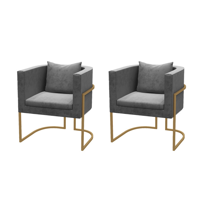 Modern Parsons Arm Chair Velvet Gold Base Dining Chair for Dining Room