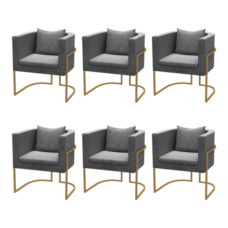 Modern Parsons Arm Chair Velvet Gold Base Dining Chair for Dining Room