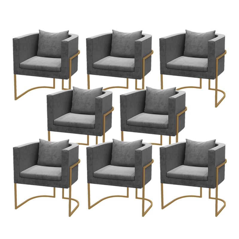 Modern Parsons Arm Chair Velvet Gold Base Dining Chair for Dining Room