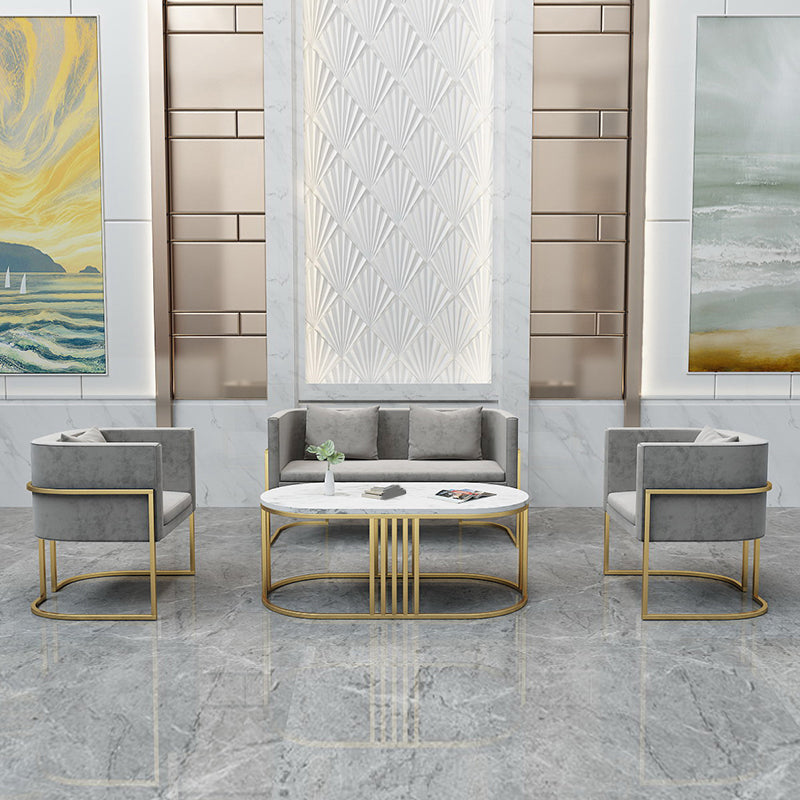 Modern Parsons Arm Chair Velvet Gold Base Dining Chair for Dining Room