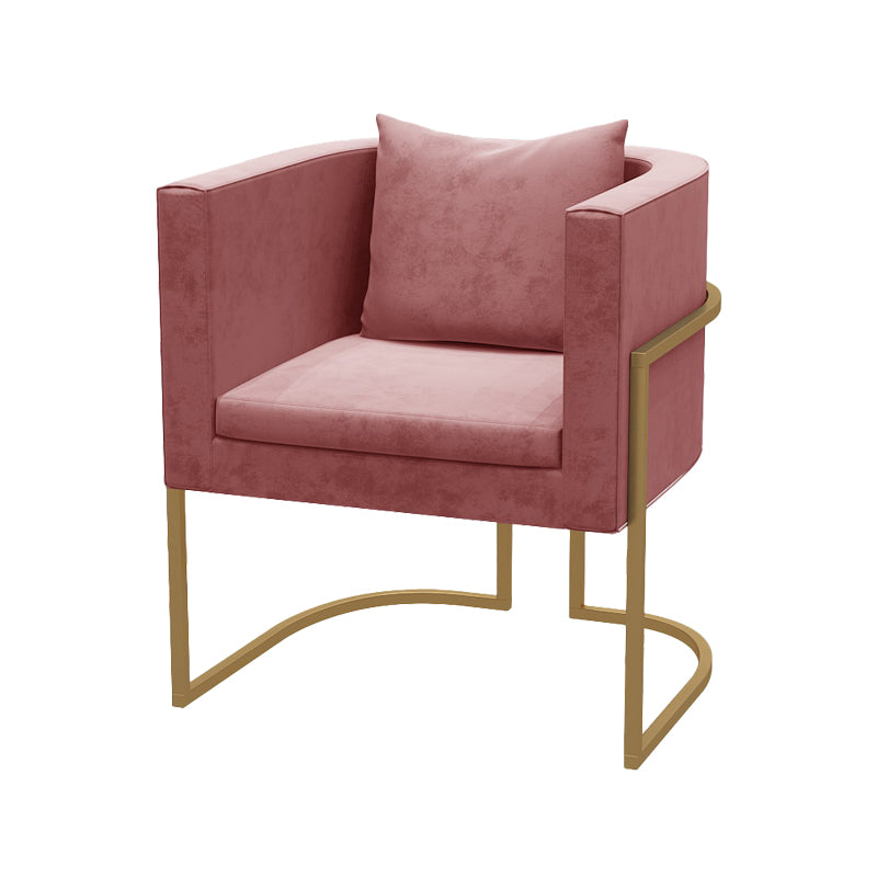 Modern Parsons Arm Chair Velvet Gold Base Dining Chair for Dining Room
