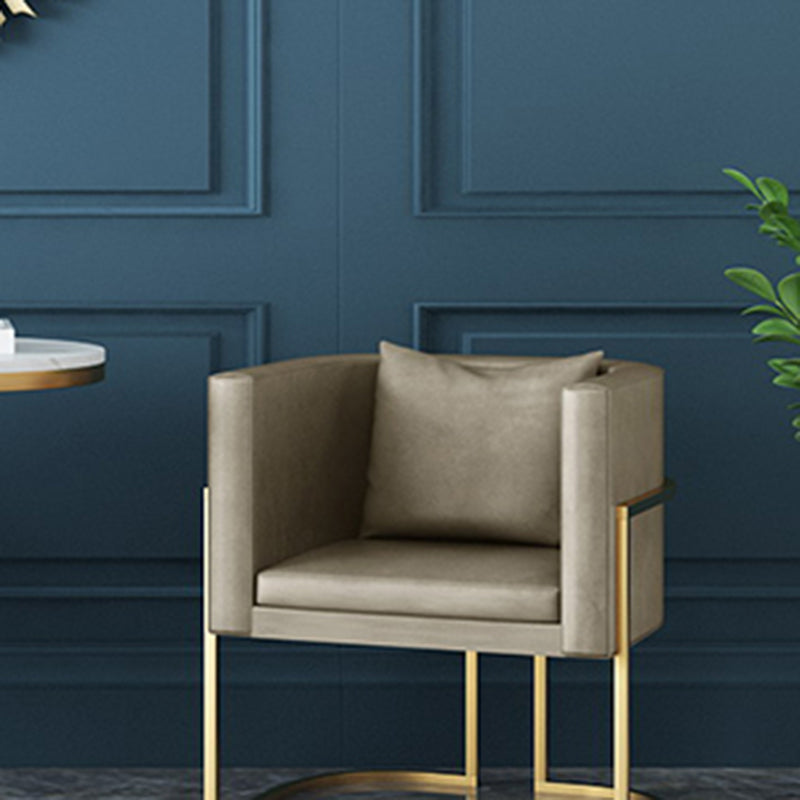 Modern Parsons Arm Chair Velvet Gold Base Dining Chair for Dining Room
