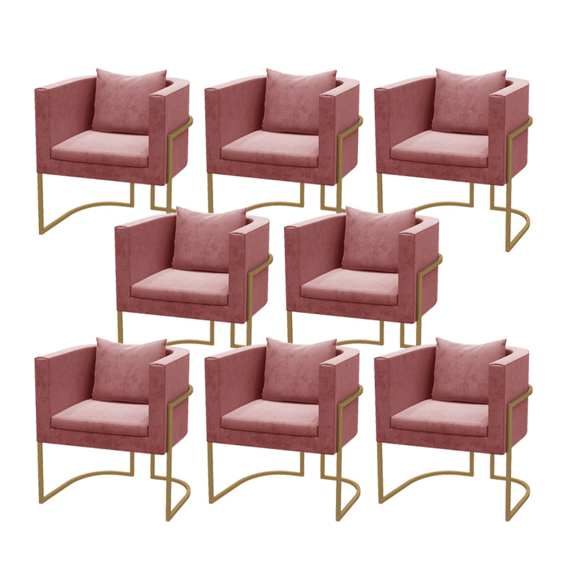 Modern Parsons Arm Chair Velvet Gold Base Dining Chair for Dining Room