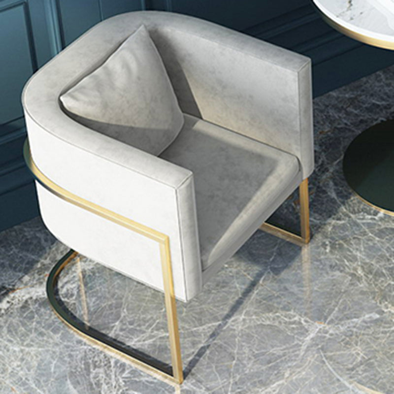 Modern Parsons Arm Chair Velvet Gold Base Dining Chair for Dining Room