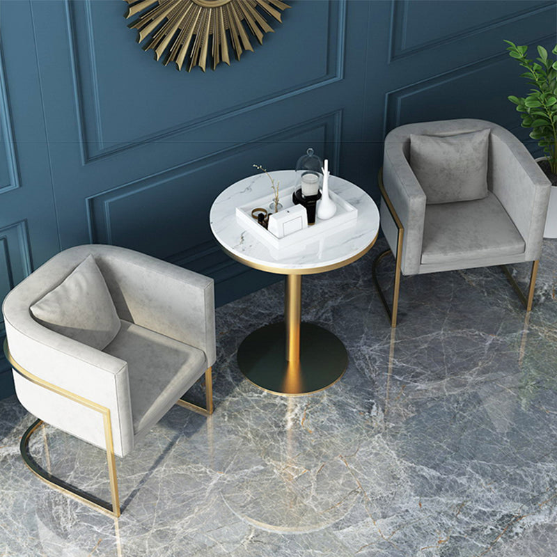 Modern Parsons Arm Chair Velvet Gold Base Dining Chair for Dining Room