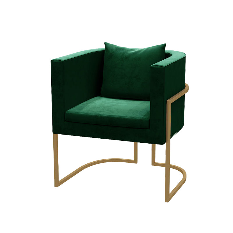 Modern Parsons Arm Chair Velvet Gold Base Dining Chair for Dining Room