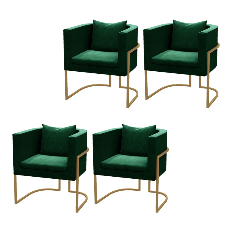 Modern Parsons Arm Chair Velvet Gold Base Dining Chair for Dining Room