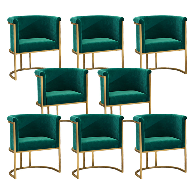 Parsons Arm Chair Velvet Gold Base Dining Chair for Dining Room