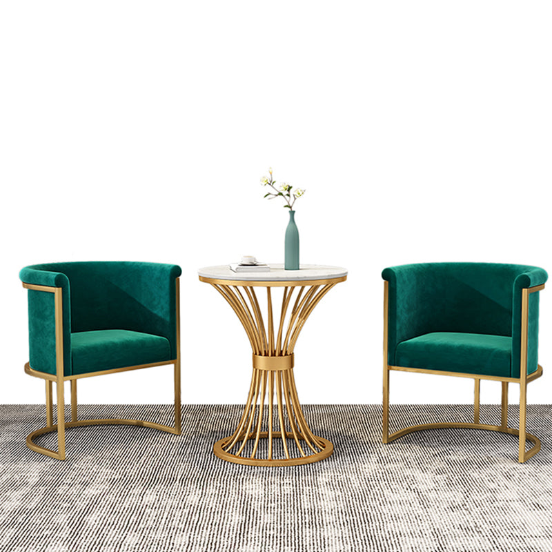 Parsons Arm Chair Velvet Gold Base Dining Chair for Dining Room