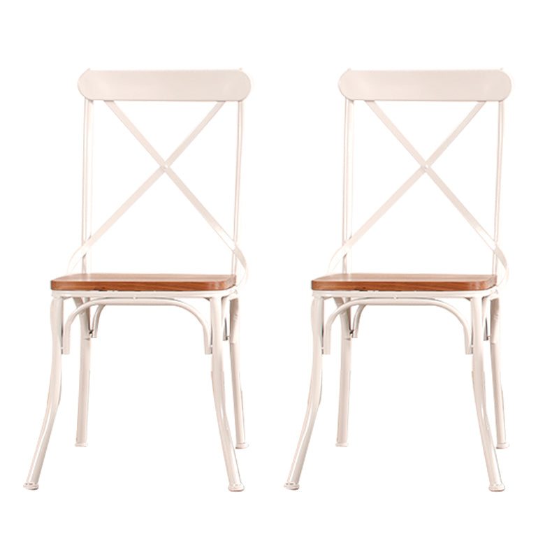 Industrial Cross Back Side Chair Metal Dining Armless Indoor Chair