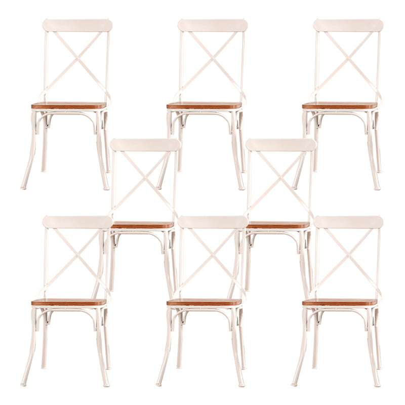 Industrial Cross Back Side Chair Metal Dining Armless Indoor Chair