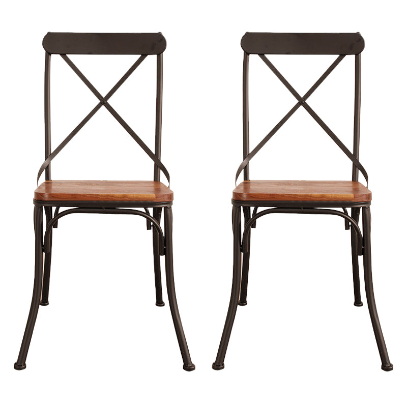 Industrial Cross Back Side Chair Metal Dining Armless Indoor Chair