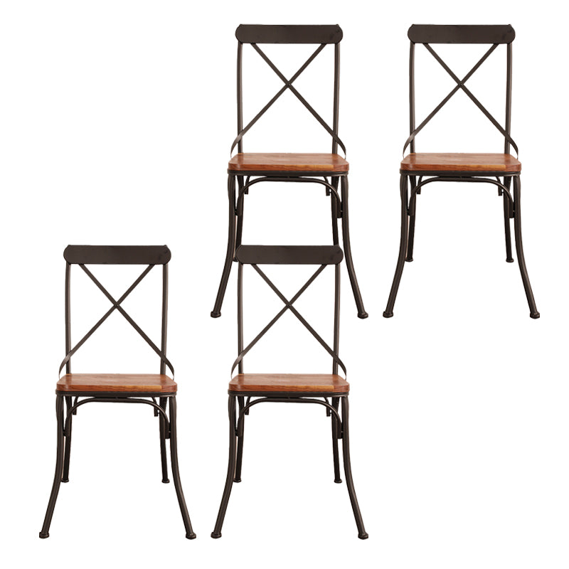 Industrial Cross Back Side Chair Metal Dining Armless Indoor Chair