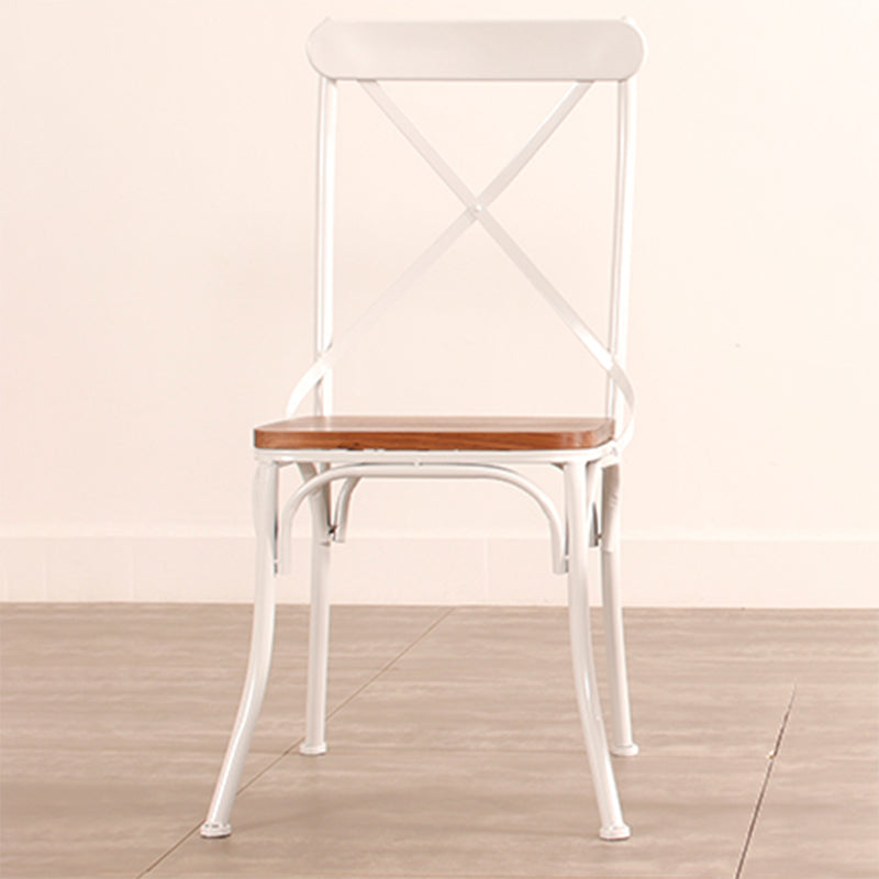 Industrial Cross Back Side Chair Metal Dining Armless Indoor Chair