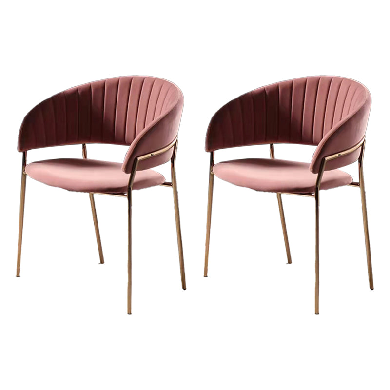 Glam Home Kitchen Dining Chair Velvet Upholstered Open Back Arm Chair