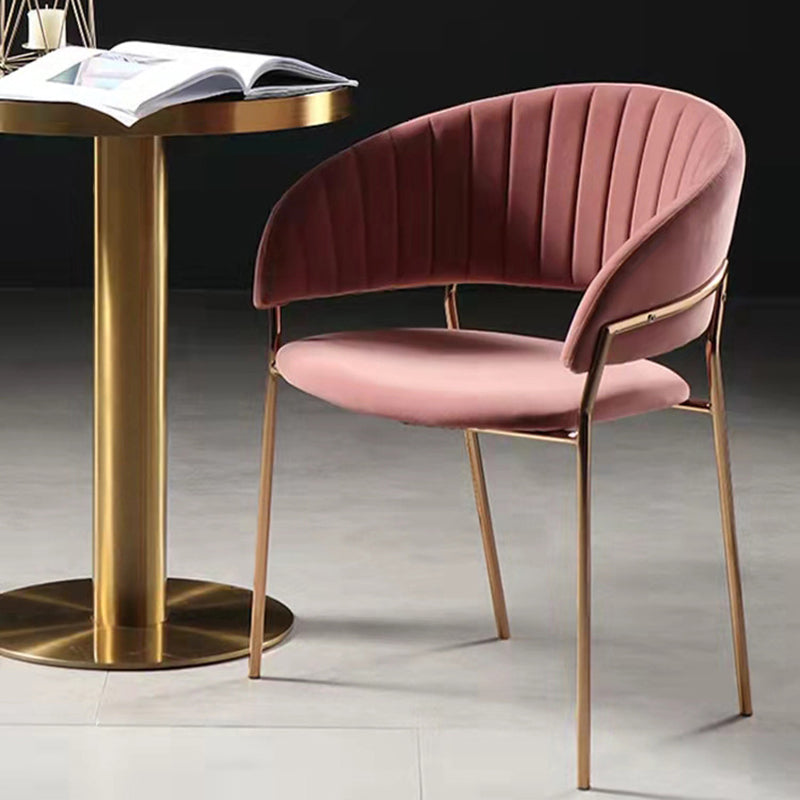 Glam Home Kitchen Dining Chair Velvet Upholstered Open Back Arm Chair