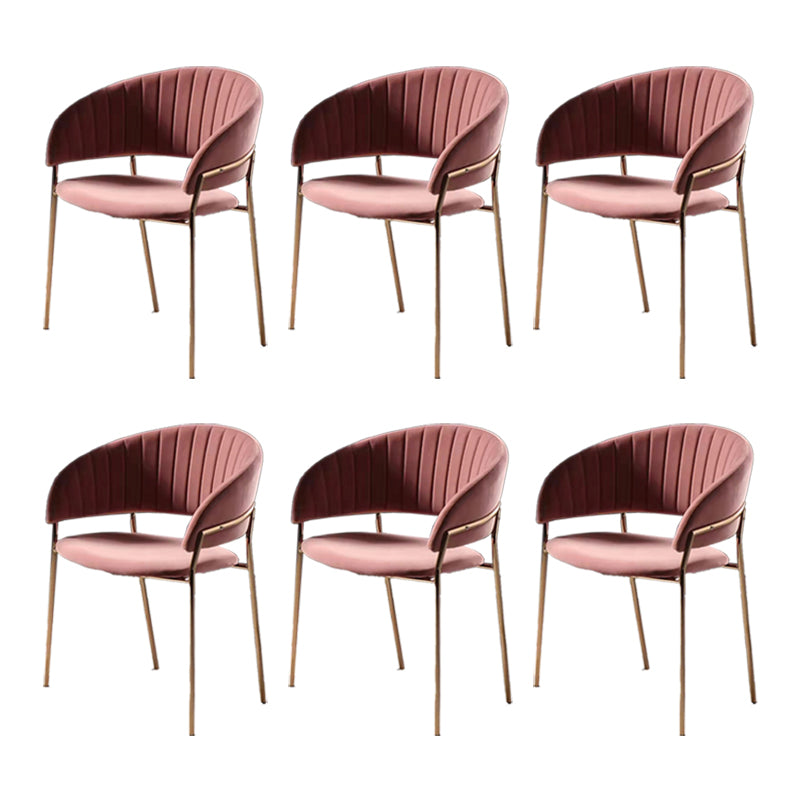 Glam Home Kitchen Dining Chair Velvet Upholstered Open Back Arm Chair