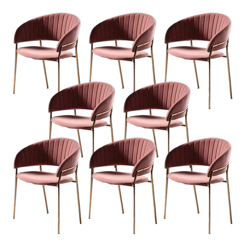 Glam Home Kitchen Dining Chair Velvet Upholstered Open Back Arm Chair