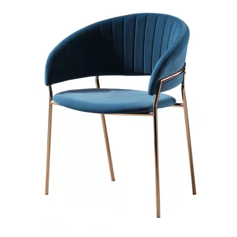 Glam Home Kitchen Dining Chair Velvet Upholstered Open Back Arm Chair