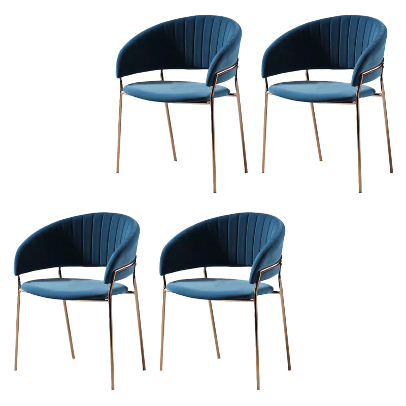 Glam Home Kitchen Dining Chair Velvet Upholstered Open Back Arm Chair