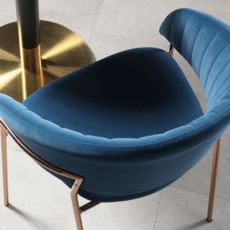 Glam Home Kitchen Dining Chair Velvet Upholstered Open Back Arm Chair