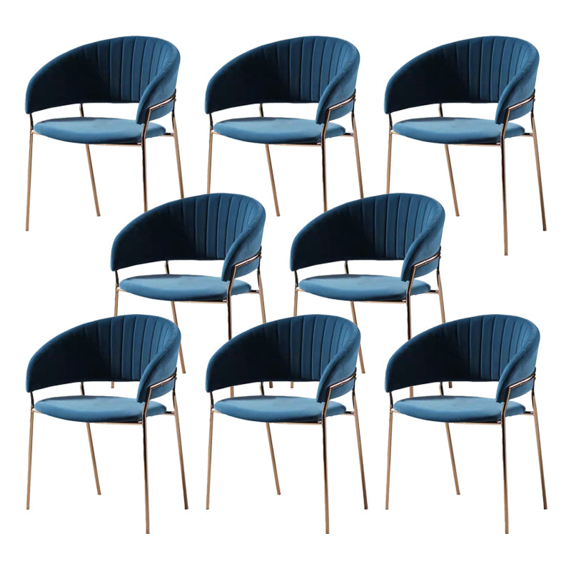 Glam Home Kitchen Dining Chair Velvet Upholstered Open Back Arm Chair