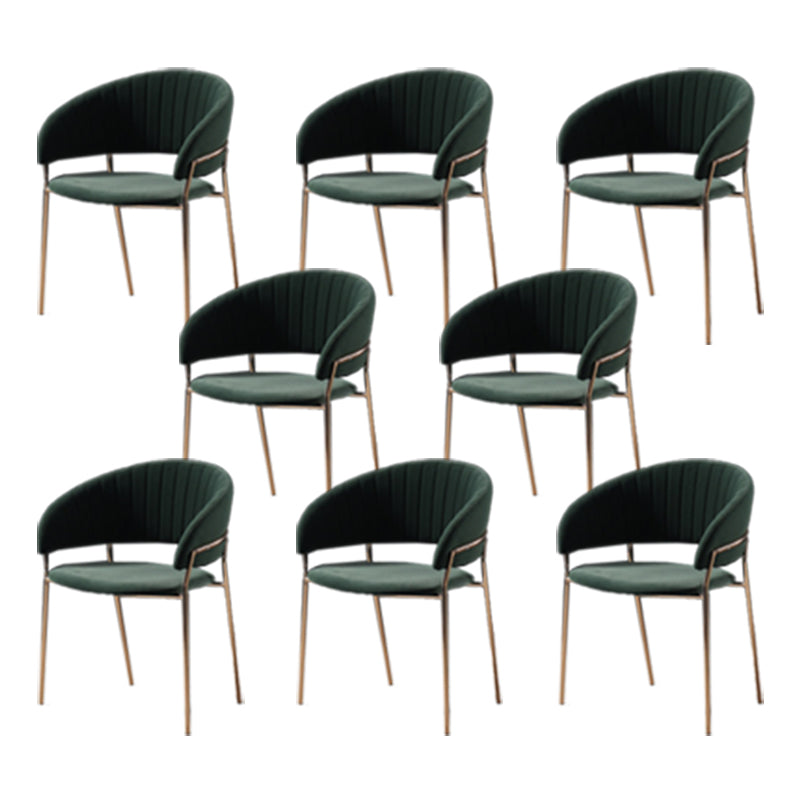 Glam Home Kitchen Dining Chair Velvet Upholstered Open Back Arm Chair