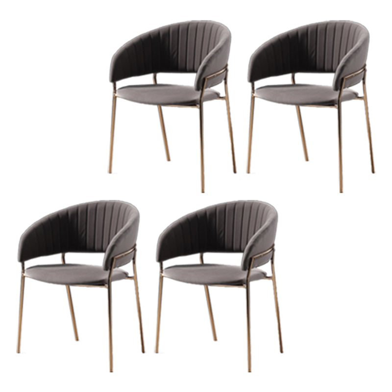 Glam Home Kitchen Dining Chair Velvet Upholstered Open Back Arm Chair