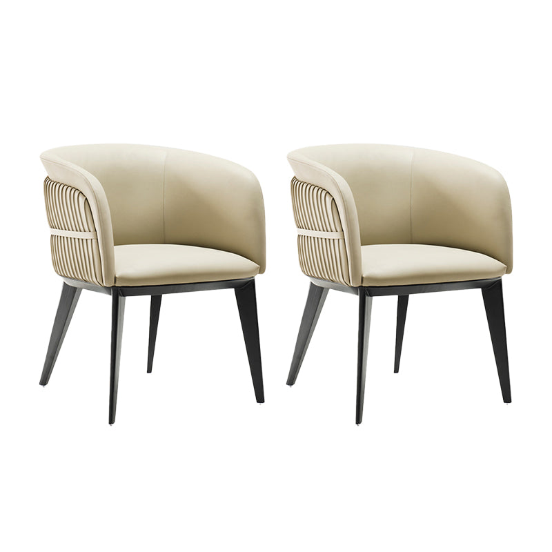 Parsons Arm Chair Leather Wooden Base Dining Chair for Dining Room