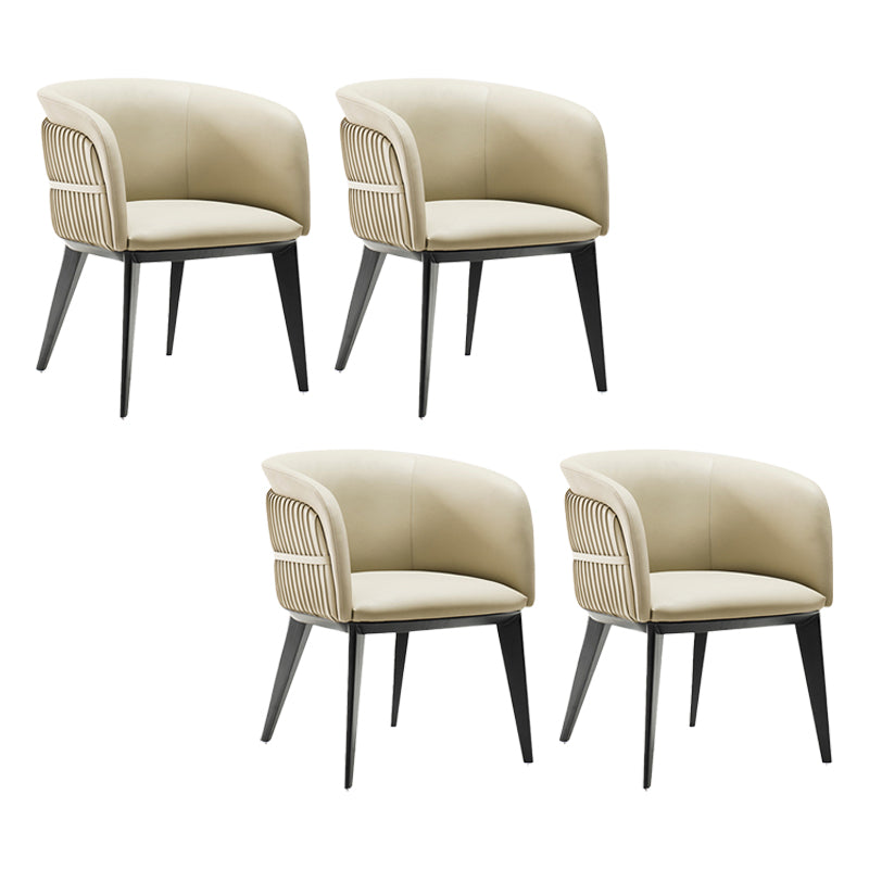 Parsons Arm Chair Leather Wooden Base Dining Chair for Dining Room