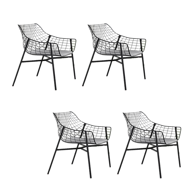 Industrial Home Patio Dining Chair Metal Slat Back in Black Chair