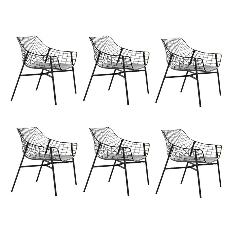 Industrial Home Patio Dining Chair Metal Slat Back in Black Chair