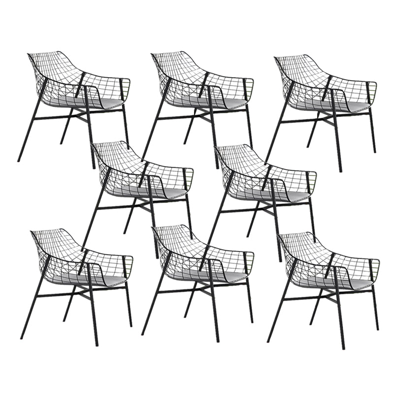 Industrial Home Patio Dining Chair Metal Slat Back in Black Chair