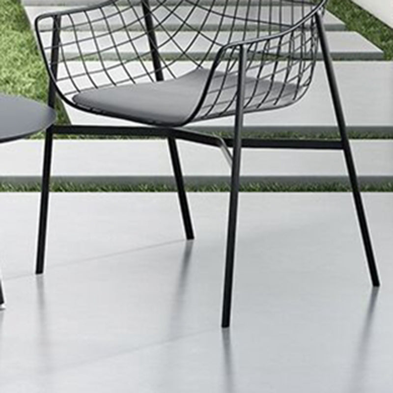 Industrial Home Patio Dining Chair Metal Slat Back in Black Chair