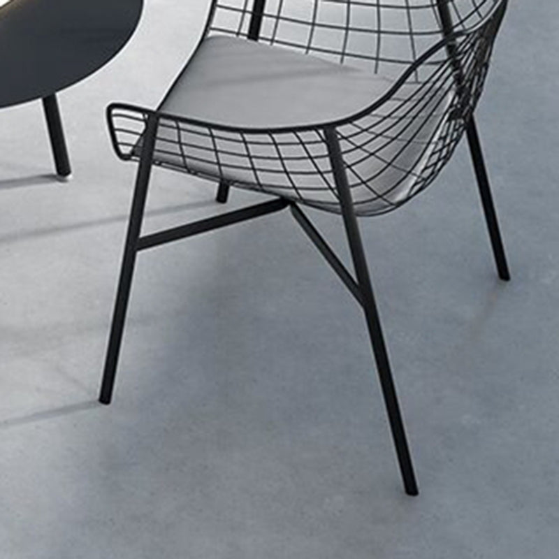 Industrial Home Patio Dining Chair Metal Slat Back in Black Chair