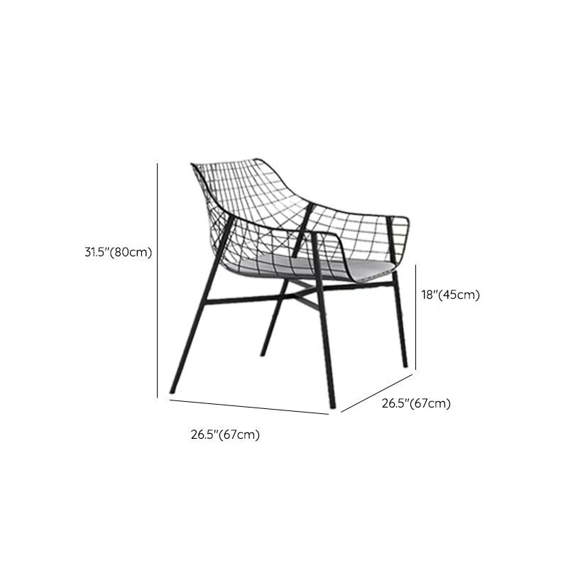 Industrial Home Patio Dining Chair Metal Slat Back in Black Chair