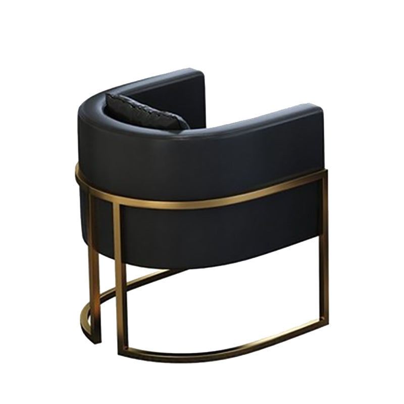 Parsons Arm Chair Leather Indoor Dining Chair with Gold Frame