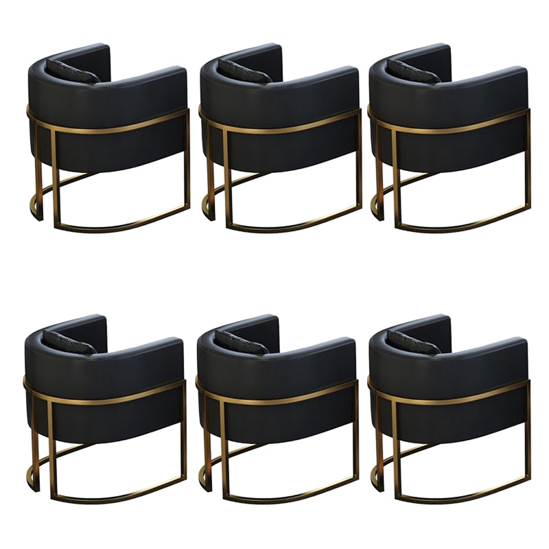 Parsons Arm Chair Leather Indoor Dining Chair with Gold Frame