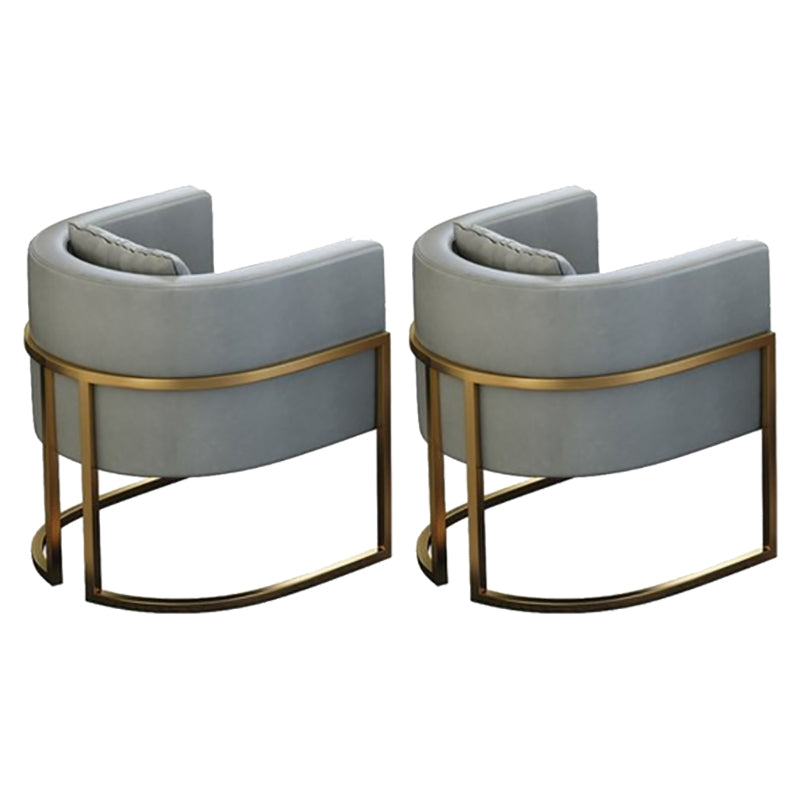 Parsons Arm Chair Leather Indoor Dining Chair with Gold Frame