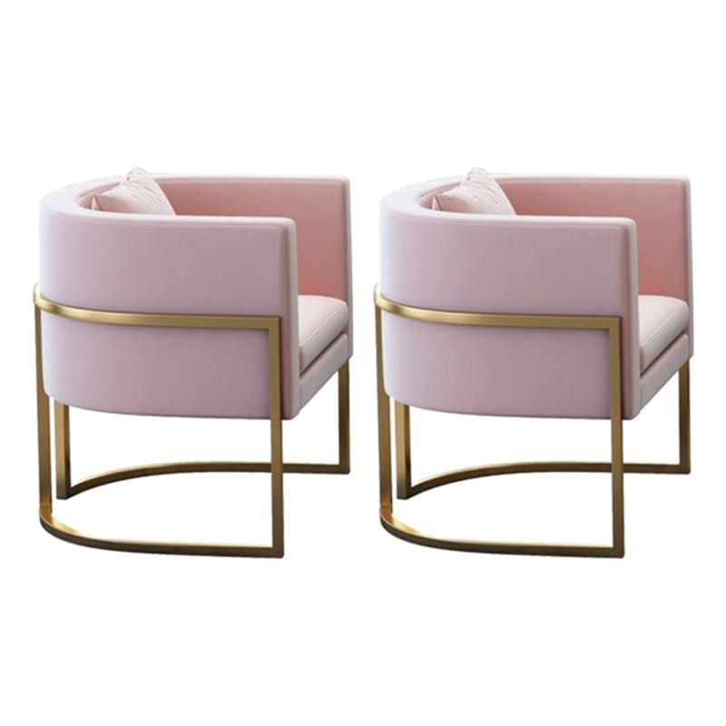 Parsons Arm Chair Leather Indoor Dining Chair with Gold Frame