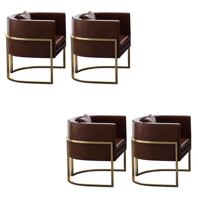 Parsons Arm Chair Leather Indoor Dining Chair with Gold Frame