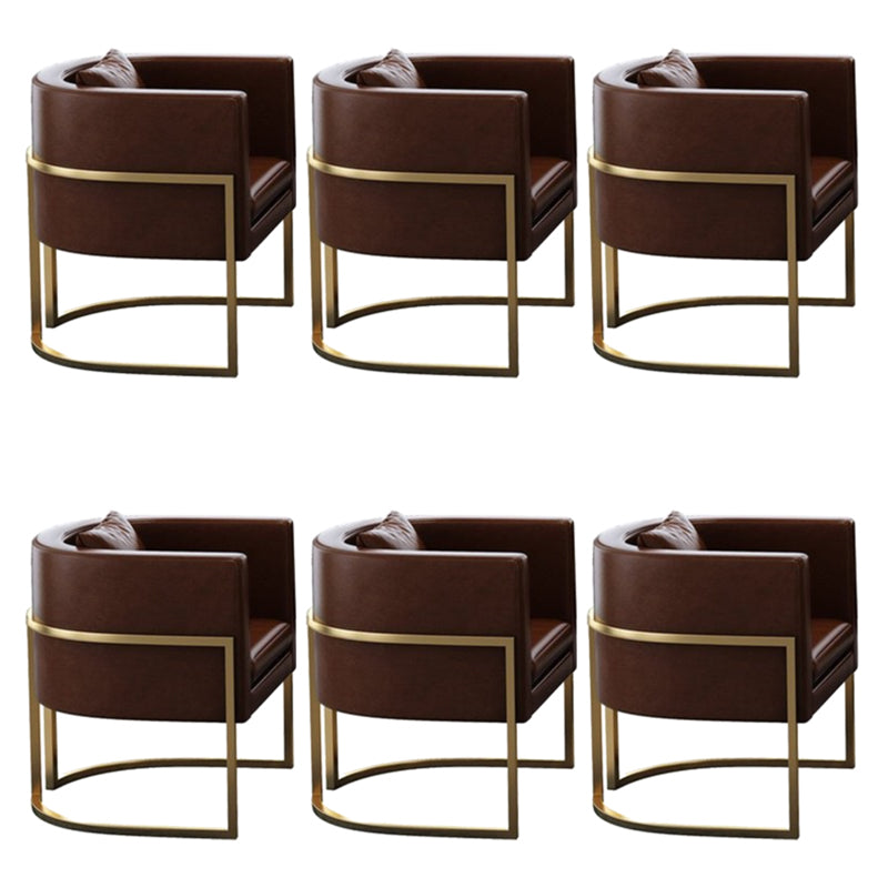 Parsons Arm Chair Leather Indoor Dining Chair with Gold Frame