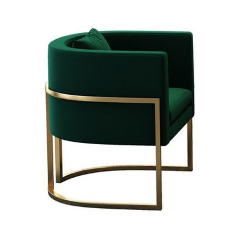 Parsons Arm Chair Leather Indoor Dining Chair with Gold Frame