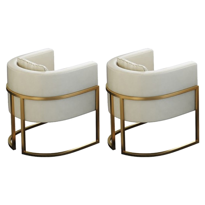 Parsons Arm Chair Leather Indoor Dining Chair with Gold Frame