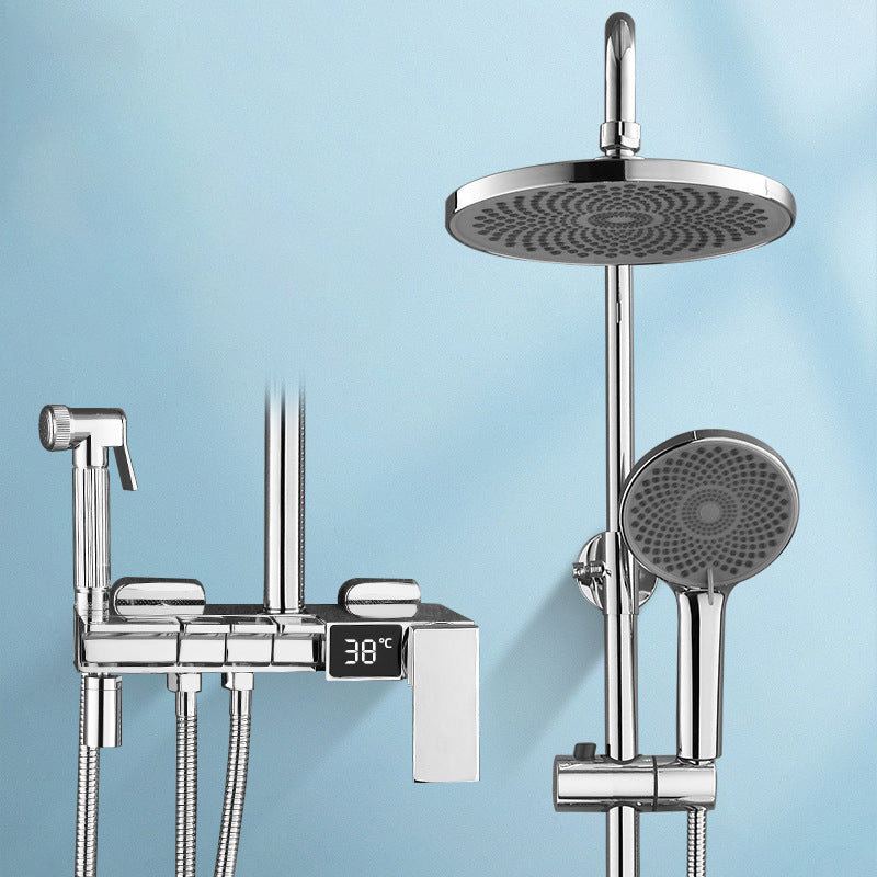 Modern Brass Shower System Adjustable Spray Pattern Shower Set
